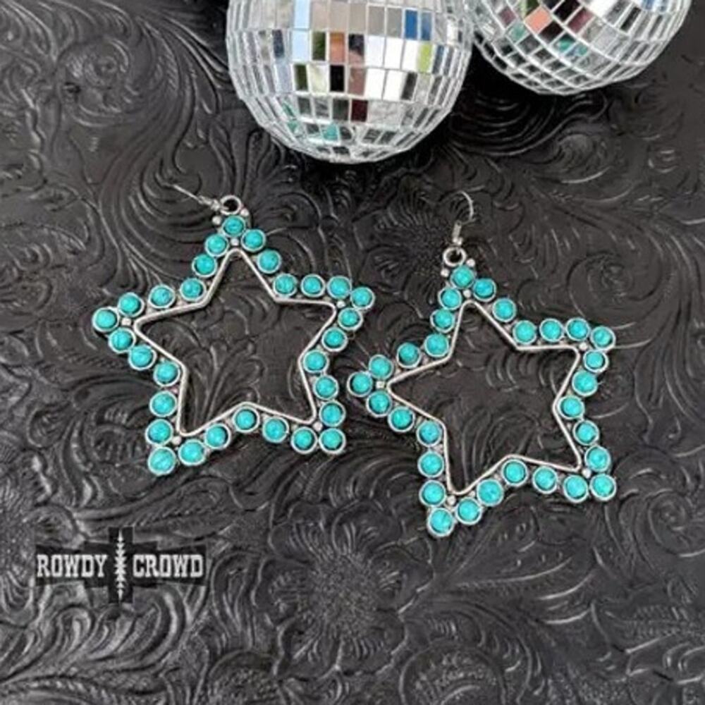 Big Star Cowgirl Western Beaded Dangle Earrings